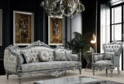 Casa Padrino Luxus Barock Sofa Silber / Türkis / Gold 248 x 96 x H. 118 cm - Prunkvolles Massivholz Wohnzimmer Sofa mit elegantem Muster und dekorativen Kissen - Barock Wohnzimmer Möbel