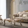 Casa Padrino Luxus Barock Sofa Grau / Silbergrau / Gold 235 x 85 x H. 120 cm - Prunkvolles Wohnzimmer Sofa mit elegantem Muster - Möbel im Barockstil