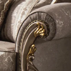 Casa Padrino Luxus Barock Sofa Grau / Silbergrau / Gold 235 x 85 x H. 120 cm - Prunkvolles Wohnzimmer Sofa mit elegantem Muster - Möbel im Barockstil