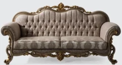 Casa Padrino Luxus Barock Sofa Grau / Silbergrau / Gold 235 x 85 x H. 120 cm - Prunkvolles Wohnzimmer Sofa mit elegantem Muster - Möbel im Barockstil