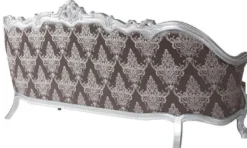 Casa Padrino Luxus Barock Sofa Bronzefarben / Silber 262 x 90 x H. 113 cm - Prunkvolles Wohnzimmer Sofa mit dekorativen Kissen - Barock Möbel