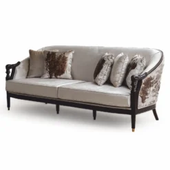 Casa Padrino Luxus Barock Sofa Creme / Dunkelbraun / Gold 227 cm - Barock Möbel