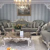 Casa Padrino Luxus Barock Sofa Grün / Weiß / Gold - Prunkvolles Wohnzimmer Sofa - Handgefertigte Barock Wohnzimmer Möbel - Edel & Prunkvoll