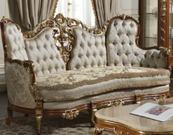 Casa Padrino Luxus Barock Sofa Creme / Silber / Braun / Gold - Edles handgefertigtes Wohnzimmer Sofa mit elegantem Muster - Hotel Möbel - Schloss Möbel - Luxus Qualität - Made in Italy