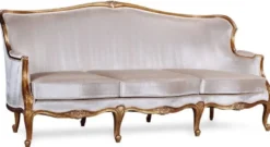 Casa Padrino Luxus Barock Sofa Silber / Antik Gold - Prunkvolles Wohnzimmer Sofa im Barockstil - Barock Wohnzimmer Möbel - Edel & Prunkvoll