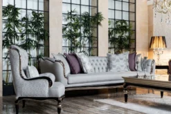 Casa Padrino Luxus Barock Sofa Grau / Schwarz / Silber - Handgefertigtes Wohnzimmer Sofa - Barock Wohnzimmer Möbel