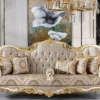 Casa Padrino Luxus Barock Sofa Silber / Beige / Schwarz / Weiß / Gold - Prunkvolles Wohnzimmer Sofa mit Glitzersteinen - Barockstil Wohnzimmer Möbel - Luxus Möbel im Barockstil - Barock Einrichtung