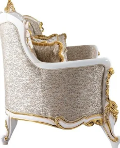 Casa Padrino Luxus Barock Sofa Silber / Beige / Schwarz / Weiß / Gold - Prunkvolles Wohnzimmer Sofa mit Glitzersteinen - Barockstil Wohnzimmer Möbel - Luxus Möbel im Barockstil - Barock Einrichtung