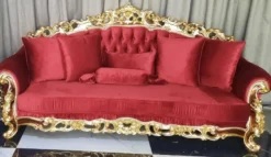 Casa Padrino Luxus Barock Sofa Rot / Braun / Gold - Prunkvolles Wohnzimmer Sofa - Barockstil Wohnzimmer Möbel - Luxus Möbel im Barockstil - Barock Einrichtung - Wohnzimmer Einrichtung