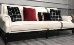 Casa Padrino Luxus Barock Sofa Weiß / Silber / Schwarz - Edles Wohnzimmer Sofa im Barockstil - Barock Wohnzimmer Möbel