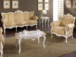Casa Padrino Luxus Barock Sofa Beige / Weiß / Gold - Handgefertigtes Wohnzimmer Sofa im Barockstil - Barock Wohnzimmer & Hotel Möbel - Luxus Qualität - Made in Italy
