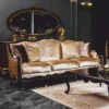 Casa Padrino Luxus Barock Sofa Gold / Dunkelbraun 225 cm - Barock Möbel