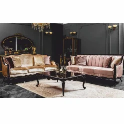 Casa Padrino Luxus Barock Sofa Gold / Dunkelbraun 225 cm - Barock Möbel
