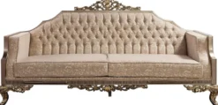 Casa Padrino Luxus Barock Sofa Grau / Beige / Silber / Gold - Prunkvolles Wohnzimmer Sofa mit Muster - Barock Wohnzimmer Möbel - Edel & Prunkvoll