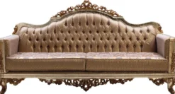 Casa Padrino Luxus Barock Sofa Kupfer / Antik Silber / Gold - Barockstil Wohnzimmer Sofa mit elegantem Muster - Luxus Wohnzimmer Möbel im Barockstil - Barock Einrichtung - Barock Möbel