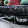 Casa Padrino Luxus Barock Sofa Schwarz / Grün / Gold 240 x 88 x H. 105 cm - Wohnzimmermöbel im Barockstil
