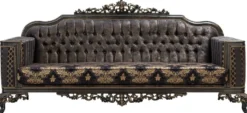 Casa Padrino Luxus Barock Sofa Lila / Grau / Gold - Barockstil Wohnzimmer Sofa mit elegantem Muster - Luxus Wohnzimmer Möbel im Barockstil - Barock Möbel - Barock Einrichtung