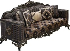 Casa Padrino Luxus Barock Sofa Lila / Grau / Gold - Barockstil Wohnzimmer Sofa mit elegantem Muster - Luxus Wohnzimmer Möbel im Barockstil - Barock Möbel - Barock Einrichtung