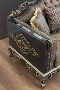 Casa Padrino Luxus Barock Sofa Blau / Gold / Grau / Weiß / Gold - Prunkvolles Wohnzimmer Sofa mit elegantem Muster - Barock Wohnzimmer Möbel