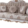 Casa Padrino Luxus Barock Sofa mit Kissen Grau / Mehrfarbig / Weiß / Bronze 232 x 87 x H. 101 cm - Wohnzimmer Couch mit Blumenmuster und wunderschönen Verzierungen