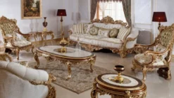 Casa Padrino Luxus Barock Sofa Weiß / Mehrfarbig / Braun / Gold - Prunkvolles Wohnzimmer Sofa mit elegantem Muster - Barock Wohnzimmer & Hotel Möbel - Edel & Prunkvoll