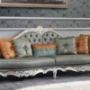 Casa Padrino Luxus Barock Sofa Dunkeltürkis / Gold / Silber 310 x 99 x H. 113 cm - Prunkvolles Chesterfield Wohnzimmer Sofa im Barockstil