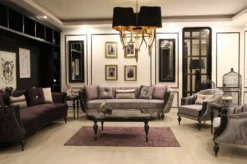 Casa Padrino Luxus Barock Sofa Grau / Schwarz / Silber 265 x 90 x H. 85 cm - Wohnzimmer Sofa mit edlem Samtstoff - Barock Möbel