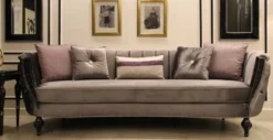 Casa Padrino Luxus Barock Sofa Grau / Schwarz / Silber 265 x 90 x H. 85 cm - Wohnzimmer Sofa mit edlem Samtstoff - Barock Möbel