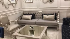 Casa Padrino Luxus Barock Sofa Grau / Antik Silber - Handgefertigtes Wohnzimmer Sofa - Barock Wohnzimmer Möbel - Edel & Prunkvoll