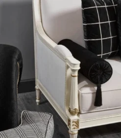 Casa Padrino Luxus Barock Sofa Weiß / Grau / Schwarz / Gold 260 cm - Barock Wohnzimmer Möbel