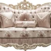 Casa Padrino Luxus Barock Sofa Rosa / Weiß / Gold 230 x 100 x H. 110 cm - Wohnzimmer Sofa mit Glitzersteinen und dekorativen Kissen - Barockmöbel