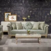 Casa Padrino Luxus Barock Sofa Türkis / Gold - Handgefertigtes Wohnzimmer Sofa im Barockstil - Barock Wohnzimmer Möbel - Edel & Prunkvoll