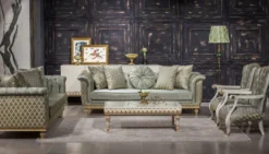 Casa Padrino Luxus Barock Sofa Türkis / Gold - Handgefertigtes Wohnzimmer Sofa im Barockstil - Barock Wohnzimmer Möbel - Edel & Prunkvoll