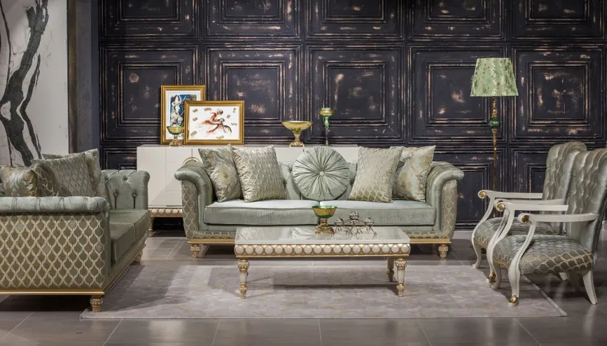 Casa Padrino Luxus Barock Sofa Türkis / Gold - Handgefertigtes Wohnzimmer Sofa im Barockstil - Barock Wohnzimmer Möbel - Edel & Prunkvoll