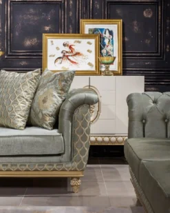 Casa Padrino Luxus Barock Sofa Türkis / Gold - Handgefertigtes Wohnzimmer Sofa im Barockstil - Barock Wohnzimmer Möbel - Edel & Prunkvoll