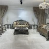 Casa Padrino Luxus Barock Sofa Silber / Gold / Weiß / Schwarz / Silber - Prunkvolles Wohnzimmer Sofa - Barockstil Wohnzimmer Möbel - Luxus Möbel im Barockstil - Edel & Prunkvoll