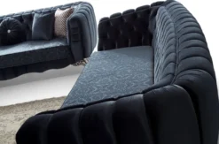 Casa Padrino Luxus Barock Sofa Blau / Silber 235 x 103 x H. 82 cm - Barockstil Wohnzimmer Sofa mit dekorativen Kissen - Barock Wohnzimmer Möbel