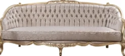 Casa Padrino Luxus Barock Sofa Silber / Gold - Barockstil Wohnzimmer Sofa mit elegantem Muster - Luxus Wohnzimmer Möbel im Barockstil - Barock Möbel - Barock Einrichtung