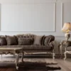 Casa Padrino Luxus Barock Sofa Braun / Cremefarben / Weiß / Gold - Handgefertigtes Wohnzimmer Sofa - Barock Wohnzimmer Möbel