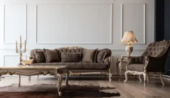Casa Padrino Luxus Barock Sofa Braun / Cremefarben / Weiß / Gold - Handgefertigtes Wohnzimmer Sofa - Barock Wohnzimmer Möbel