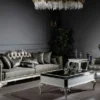 Casa Padrino Luxus Barock Sofa Grün / Weiß / Gold 255 x 92 x H. 91 cm - Prunkvolles Wohnzimmer Sofa mit dekorativen Kissen - Edel & Prunkvoll
