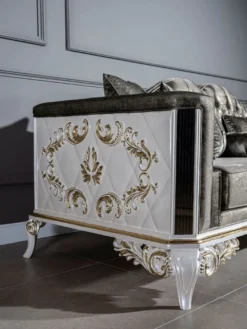 Casa Padrino Luxus Barock Sofa Grün / Weiß / Gold 255 x 92 x H. 91 cm - Prunkvolles Wohnzimmer Sofa mit dekorativen Kissen - Edel & Prunkvoll