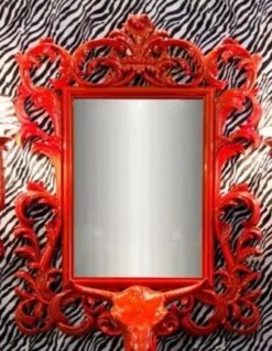 Casa Padrino Luxus Barock Spiegel Rot - Handgefertigter Wandspiegel im Barockstil - Prunkvolle Barock Deko Accessoires