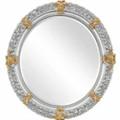 Casa Padrino Luxus Barock Spiegel Silber / Gold Ø 103 cm - Prunkvoller handgeschnitzter Wandspiegel im Barockstil - Luxus Qualität - Made in Italy