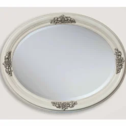 Casa Padrino Luxus Barock Spiegel Elfenbein / Silber 96,5 cm - Barock Möbel - Made in Italy