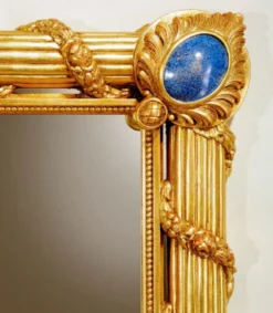 Casa Padrino Luxus Barock Spiegel Gold / Blau - Prunkvoller Massivholz Wandspiegel im Barockstil - Barock Möbel - Luxus Qualität - Made in Italy