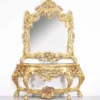 Casa Padrino Luxus Barock Spiegelkonsole mit Marmorplatte Gold 180 x H270 cm - Hotel Möbel - Konsole mit Spiegel