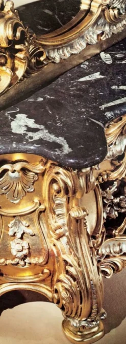 Casa Padrino Luxus Barock Spiegelkonsole mit Marmorplatte Gold / Silber / Schwarz - Prunkvolle Hotel & Schloss Möbel - Luxus Qualität - Made in Italy