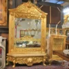 Casa Padrino Luxus Barock Spiegelkonsole Gold Lion mit Marmorplatte - Luxus Wohnzimmer Möbel Konsole mit Spiegel Löwenkopf