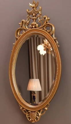 Casa Padrino Luxus Barock Spiegel Braun / Gold H. 102 cm - Ovaler Barockstil Wandspiegel - Made in Italy